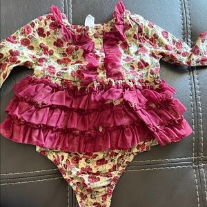 Kate Quinn Red Floral Baby Outfit